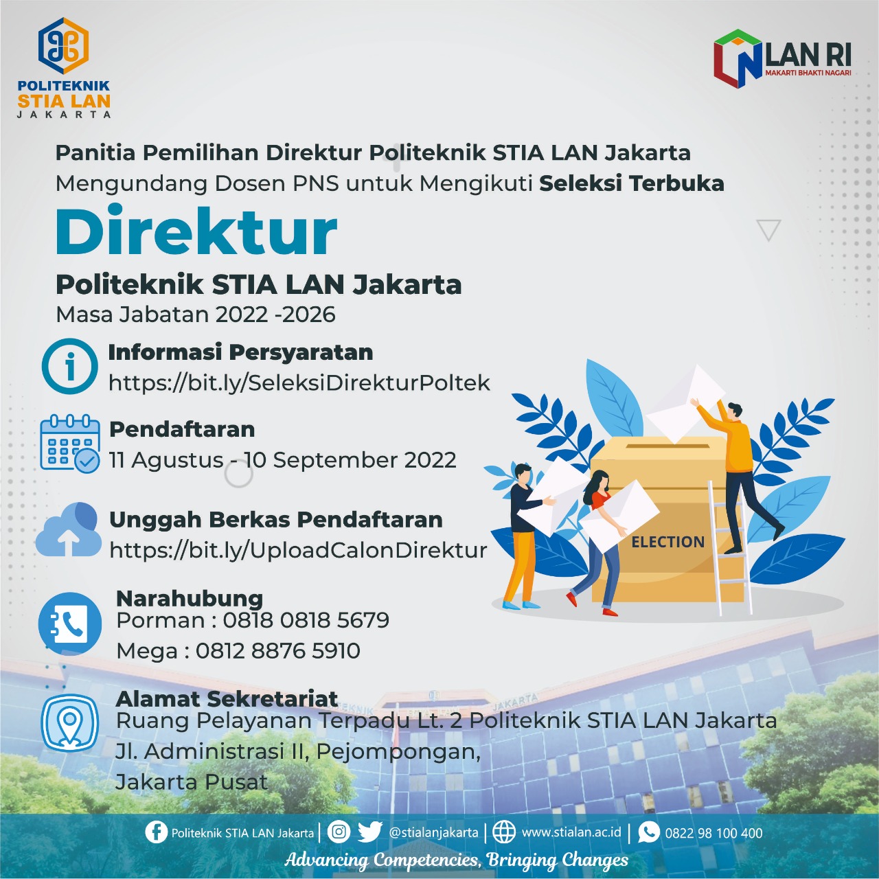 Seleksi Terbuka Direktur Politeknik STIA LAN Jakarta Masa Jabatan 2022 ...